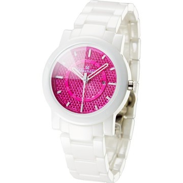 Max Max MAS5080M-2耀光類鑽切割鏡面時尚陶瓷腕錶/桃紅面38mm｜樂天全館特惠中★指定刷卡回饋10%