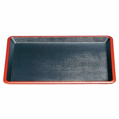 尺2 弥生布目盆/トレー 〔黒天朱〕 366×282×20mm 日本製 〔和食 レストラン 居酒屋 店舗 お店〕〔代引不可〕