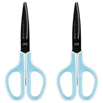 PLUS 普樂士 30度弧線 抗菌剪刀  藍色  2支