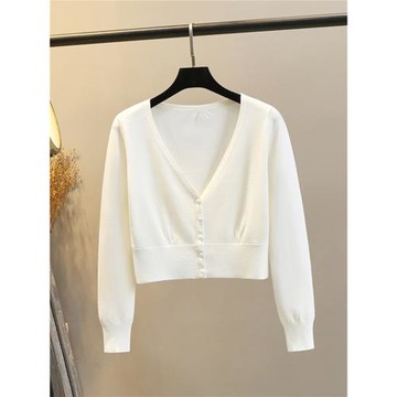 短款高腰針織開衫女2025秋季新款外搭披肩小外套修身顯瘦毛衣上衣