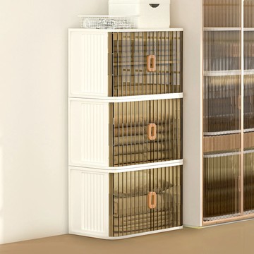 70cm面寬-速組摺疊式雙向開蓋透窗收納箱(附輪)-3入 單一規格