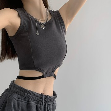 純欲辣妹背心吊帶女夏裝2022新款緊身設計感小眾黑色打底衫上衣服