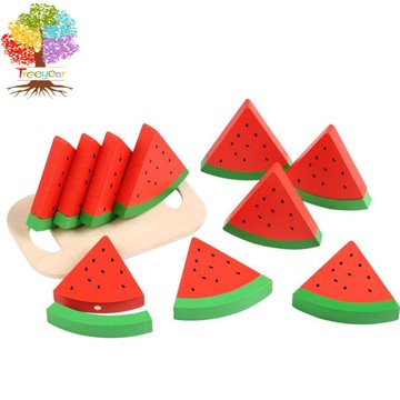 【樹年】木製仿真西瓜玩具木質水果西瓜過家家玩具男孩女孩夏日禮物