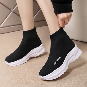 睿登襪子鞋女網紅鞋2025冬季網面透氣潮鞋高幫彈力運動短靴襪子鞋