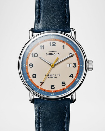 Men's Canfield Model C56 Leather-Strap Watch, 43mm