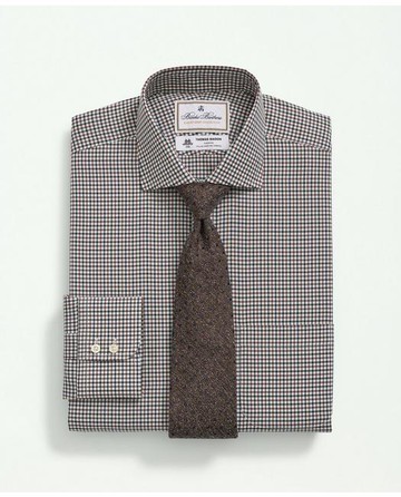 Brooks Brothers Men's X Thomas Mason Cotton Twill Londoner Collar, Checked Dress Shirt | Navy | Size 17 34