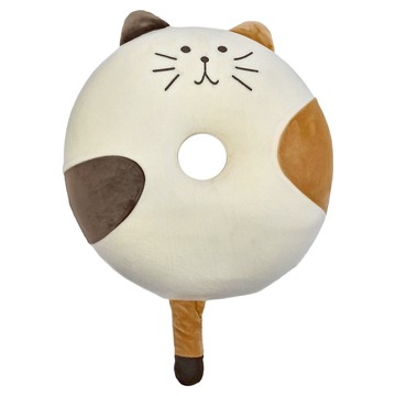 西格傢飾 喵喵甜甜圈美臀坐墊 記憶棉  40 x 40 x 7cm  三花喵 米色  1個