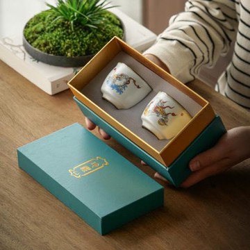 汝窯喝茶主人杯盞家用陶瓷功夫茶具品茗杯開片小茶盞茶杯禮盒套裝