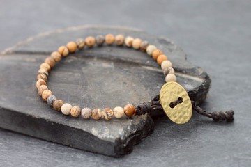 布朗碧玉石基本手鍊編織男士男女皆宜女士禮品