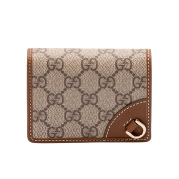 GUCCI 古馳 GG Emblem Mini 迷你 皮夾 卡夾 零錢包 短夾 米色 棕色 820692