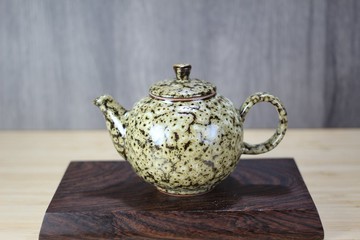 【沐春生活】240ml 細菌 天目釉 圓滿茶壺 名家葉敏祥作