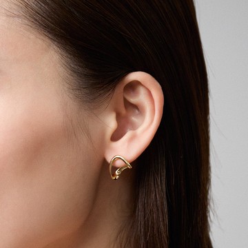 簡約流線耳環 925純銀厚鍍18K金 Cherir Earring
