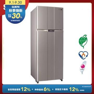 SAMPO聲寶 460L 1級變頻負離子抗菌雙門電冰箱[箱損品]紫璨銀 含基本安裝+舊機回收