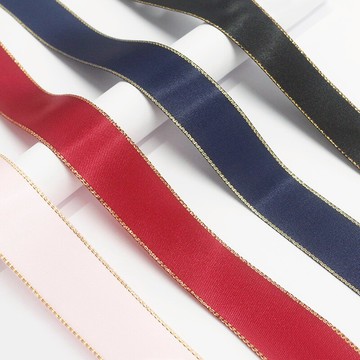 2.2cm雙面金邊絲帶緞帶綢帶DIY配件材料禮品禮物裝飾手工袋