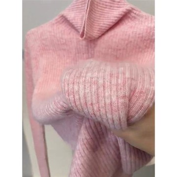 時尚休閑高級感堆堆高領針織衫女2025秋冬新款氛圍感穿搭顯瘦上衣