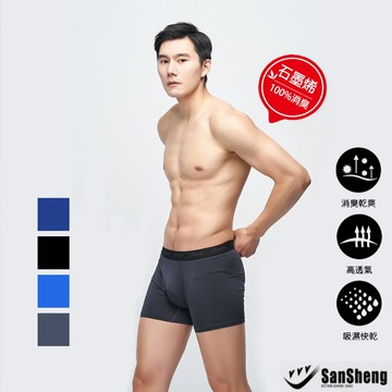 【SanSheng三勝】石墨烯抑菌抗臭透氣男性平口褲(M-XXL)-3V-122 遠紅外線 消臭乾爽