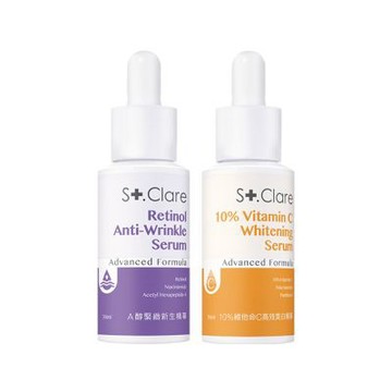 St.Clare聖克萊爾 10%維他命C高效美白精華30ml+A醇緊緻新生精華30ml