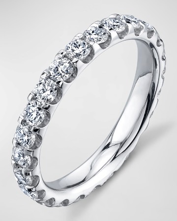 18K White Gold Eternity Comfort Fit Band with U Prong Set Round Cut Diamonds, 1.50ct
