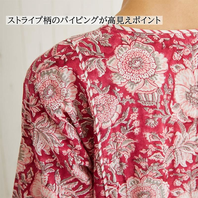 シャツ ディンティブロック 春 夏 レディース ロングワンピース チュニック アジアン エスニック コットン リゾート nusa_wop-160604