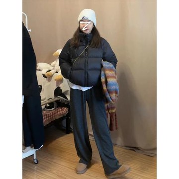短款羽絨服女黑色2025冬季新款韓版加厚小個子90白鴨絨面包服外套