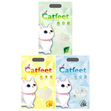CatFeet 【6入組】生活良品-消臭水晶貓砂系列＜活性碳/綠茶/檸檬＞ 5L