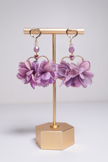 森眸暖光系列 - 戀愛的秘密紫色永生花耳環