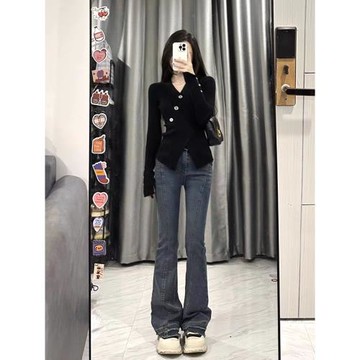 大碼胖mm2026秋冬新款黑色V領針織衫萬能打底內搭毛衣女長袖上衣