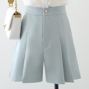 薄款高腰闊腿設計感小眾西裝短褲