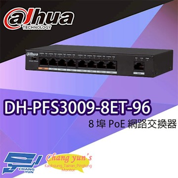 昌運監視器 大華 DH-PFS3009-8ET-96 8埠PoE網路交換器