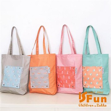 iSFun動物印花 輕便購物單肩背手提袋 4色可選