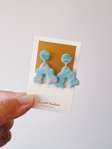 混色雲朵系列軟陶耳環/耳夾