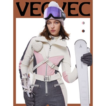 【官方正品】VECVEC雙板滑雪服 修身收腰連體女款滑雪服 彈力牛仔滑雪服 專業防水冬季滑雪裝備 女士滑雪服 成人滑雪服