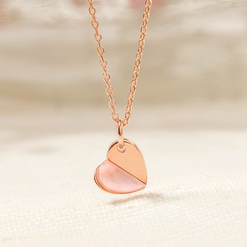 [925純銀]MARIGOLD命中珍愛對折粉母貝項鍊【KMD048】-玫瑰金