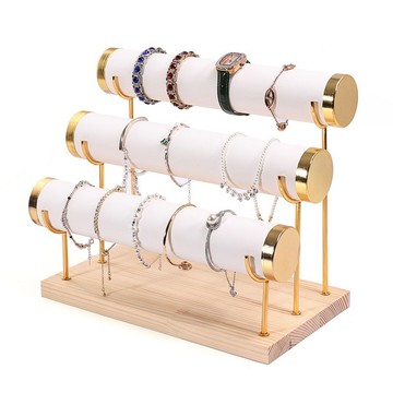 現貨🔺金架皮質三層手環架 可拆 白皮/黑皮 手錶架 展示架 手鍊架 收納架 擺攤道具 店舖陳列展示架 飾品展示 收納