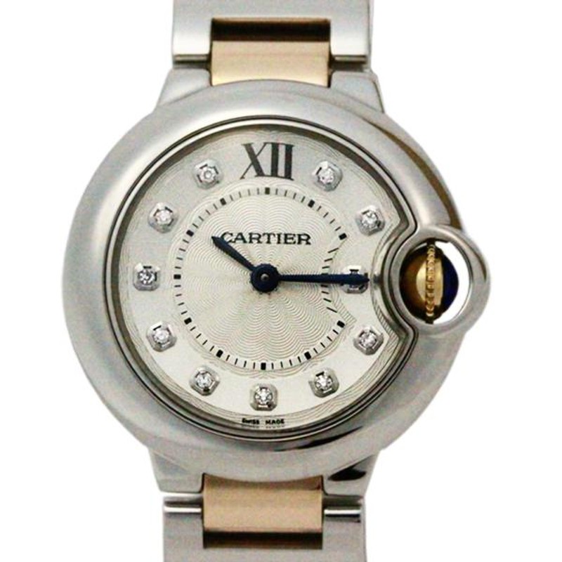 美品！】カルティエ バロンブルー SM 28mm SS×K18PG コンビ ダイヤ11P  