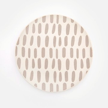 奧可利陶瓷圓盤20.5cm 灰條白