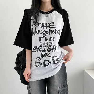 Vuja de 純棉 t恤 短袖上衣女 印花 T恤 韓國上衣 oversize T恤 寬鬆上衣 潮流衣服 美式復古