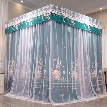 家用蚊帳 雙層蚊帳床簾一體式家用歐式帶支架1.8m蚊賬1.5米2公主風遮光床幔『XY10895』