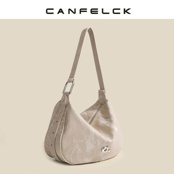 CANFELCK高級感廢土風腋下包包女士2025新款單肩餃子包休閑斜挎包