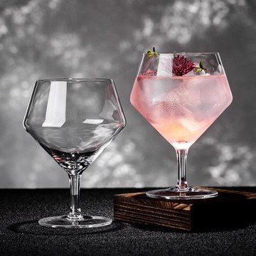 菱形白蘭地杯雞尾酒杯氛圍感酒杯酒吧調酒杯金湯力杯高腳杯玻璃杯