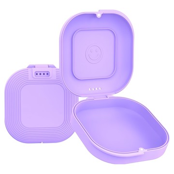 其他品牌 馬卡龍色磁吸牙套盒 (無鏡款) - 矯正牙套、透明牙套、活動假牙適用 外出攜帶方便  1入  香芋「紫」