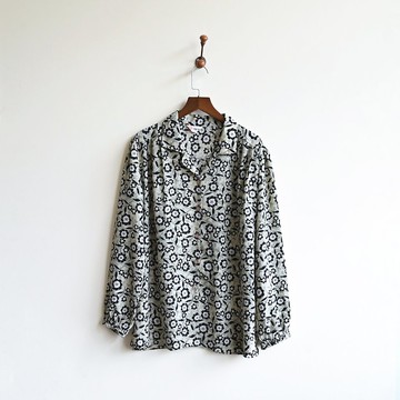 【蛋植物古著】牽牛拓印印花古著襯衫