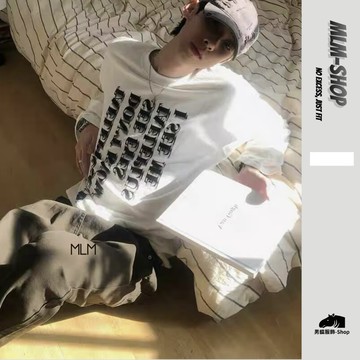 【超絕質感！臺灣出貨】2025新款 男 長袖t恤 秋冬季打底衫 長袖 純棉港風 印花寬鬆潮流上衣【MLM】