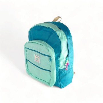 MOKUYOBI / Big Pocket / L.A 空運繽紛旅行必備多功能筆電後背包 - 湖水綠