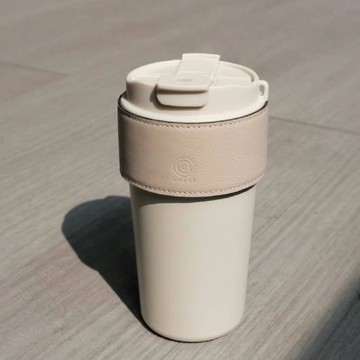 【Cores】皮革兩用保溫隨行杯 (消光白)  450ml