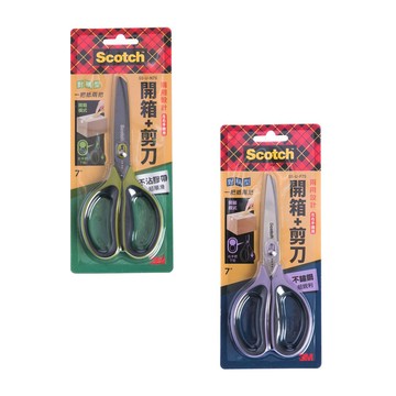 (組合) ScotchU+2122 對稱型二合一開箱剪刀 不沾膠 7"+不鏽鋼 7"