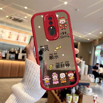 適用OPPOA9手機殼鏡面財神OPPOK12新款高級感K11/K10/K9補妝鏡子K5/K3保護套A11S女中國風K7軟硅膠X防摔PRO