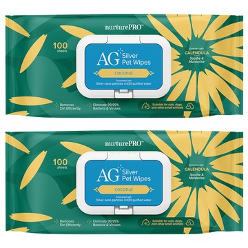 Nurture PRO 天然密碼 銀離子寵物濕紙巾 椰子  2包  100張