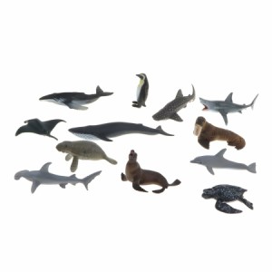 海洋 動物モデル 動物模型 ペンギン イルカ サメ模型 動物おもちゃ 12点入り