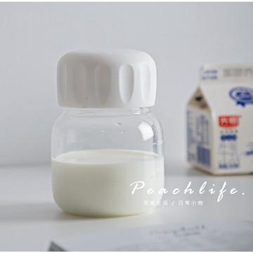 ♡peachlife.♡「台灣現貨」早餐玻璃牛奶杯 玻璃杯 牛奶杯 玻璃可微波